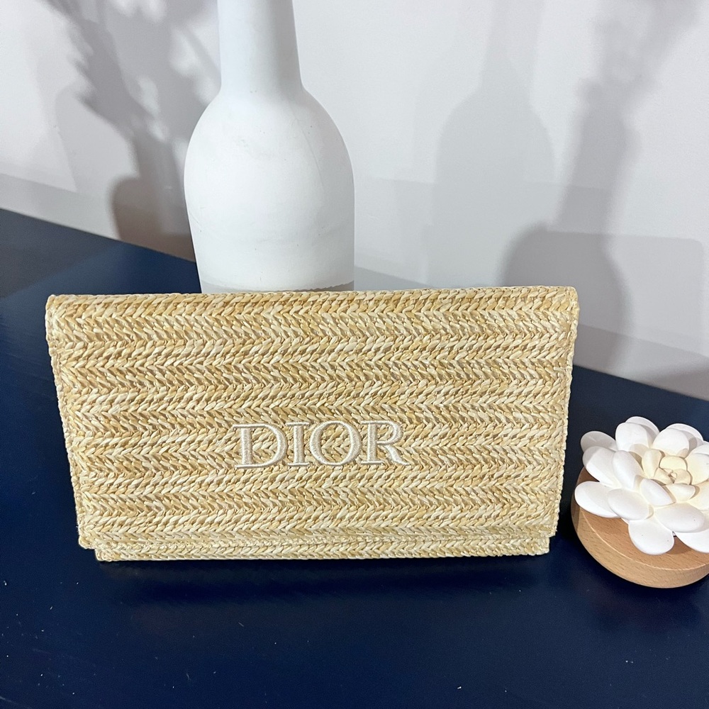 New Christian Dior Novelty Clutch Pouch 2023 Summer Rattan Beige Limited